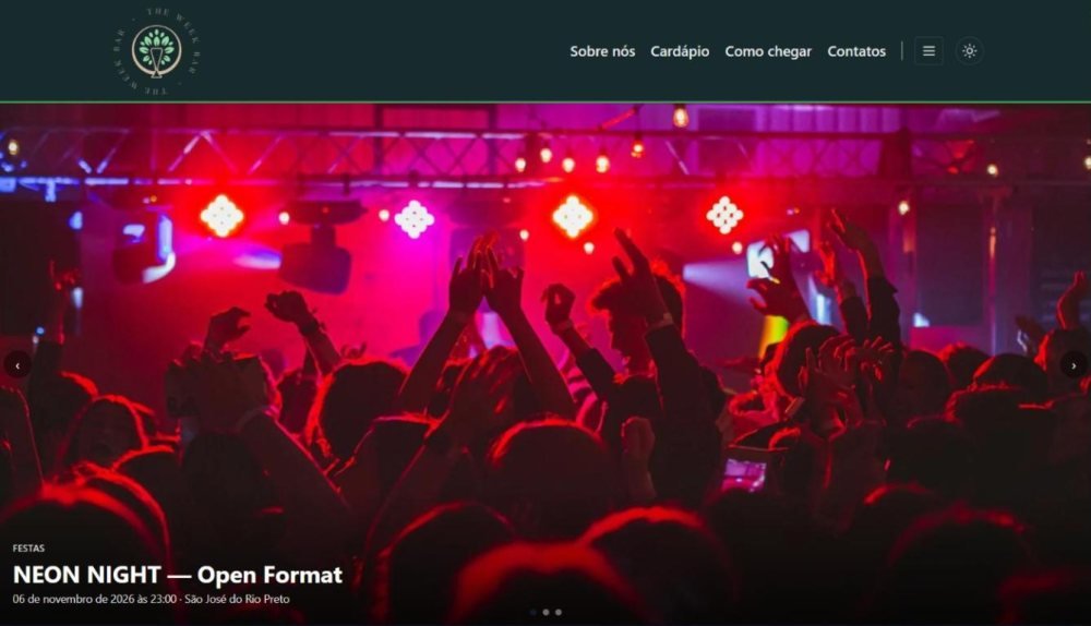 Site THE WEEK BAR — ticketeira com a marca do cliente
